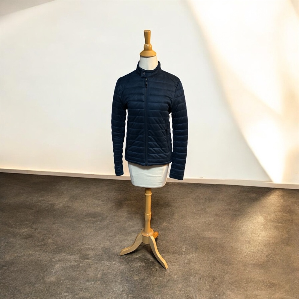 Zara Man Dark Blue Quilted Suede Jacket